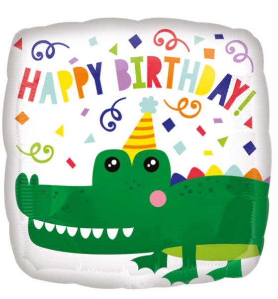 Folienballon - Happy Birthday: Krokodil - ø 43cm